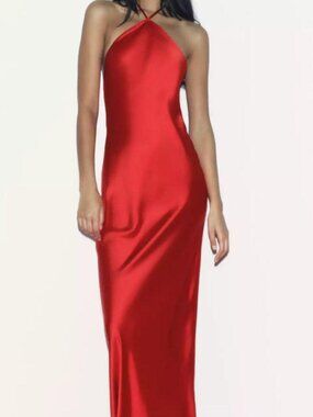 Zara red backless strappy dress long maxi  open back